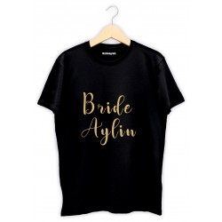 Bride İsimli Siyah Tişört Baskı